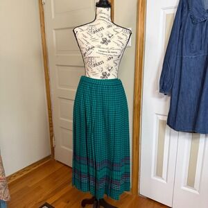 Pendleton Pleated Skirt Womens Size 12 Vintage Plaid Wool Midi Academia Classic